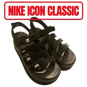 Nike Icon Classic Platform Sandals Women’s 12 Wedge Shoes All Triple Black